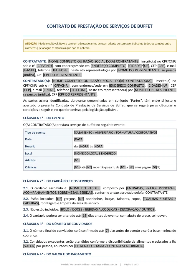Primeira página do modelo